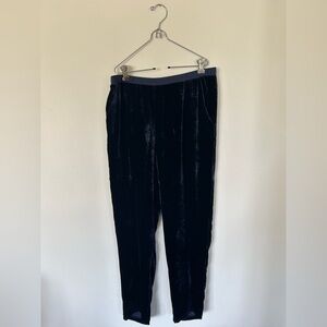 Eileen Fisher Velvet Navy Blue Pull On Pants Tapered Leg Size Small
